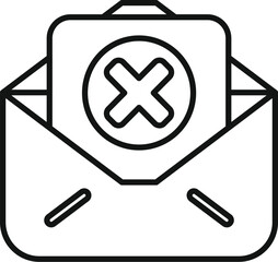 Poster - open envelope icon with a document and a cross mark, representing the concept of unsubscribing from 