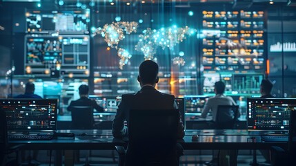 Poster - ai powered newsroom with advanced communication technology concept