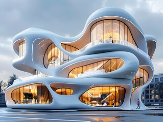 Poster - Futuristic AI Assisted Organic Architectural Design with Eco Friendly Innovative Shapes