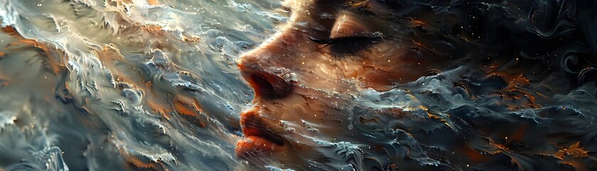 Poster - Captivating Fluid Dreamscape Digital Art Painting Exploring Cosmic Psychedelia and Surreal Emotions