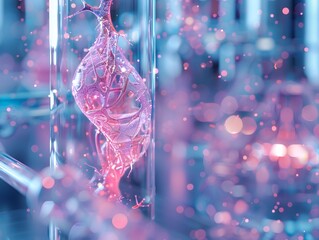 Poster - Visually Captivating Biotechnological Biofabrication Process Showcasing Synthetic Organ Creation