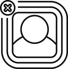 Poster - Line art style icon of a user profile picture with an x, representing account deletion
