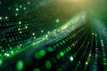 Green dark binary code data streaming background created with Generative AI