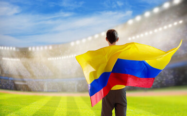 Wall Mural - Colombia football team supporter on stadium.