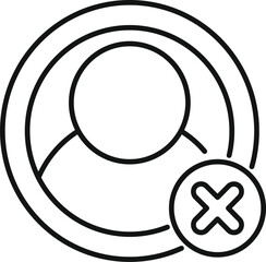 Poster - Line art icon of a user account being deleted, symbolizing the removal of an online profile