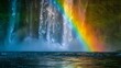 © jessica - rainbow forming over a waterfall