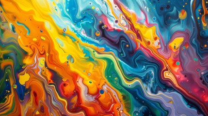 Leinwandbilder - An abstract background with swirling colorful paint patterns, creating a vibrant artistic look.