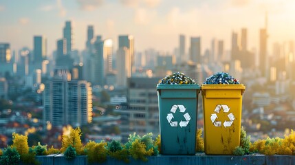 Poster - optimized waste management system powering a sustainable smart city skyline