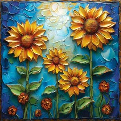 Wall Mural - Sunflower Mosaic Art