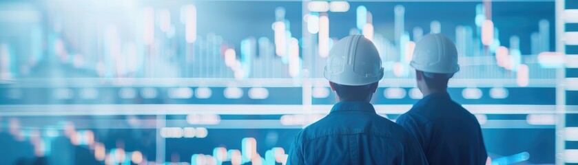 Poster - Engineers Analyzing Data in a High-Tech Industrial Control Room