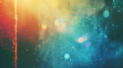 Wall Mural - Colorful and Dreamy Light Reflections on a Rainy Window