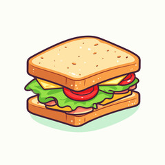 Sandwich cheeseburger cheese burger floating cartoon vector icon logo illustration fast food flat cartoon drawing art isolated background