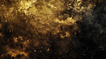 Wall Mural - Abstract golden particles floating in a dark background