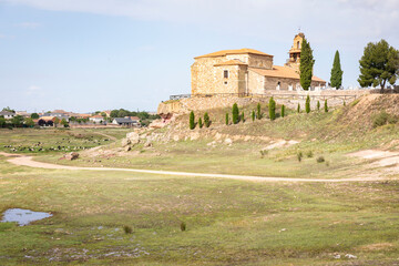 Wall Mural - Via de la Plata - Santa Maria del Castillo hermitage with a view of Montamarta, province of Zamora, Castile and Leon, Spain