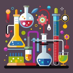 Chemical reaction. Science and chemistry icon. Vector illustration. JPEG version.