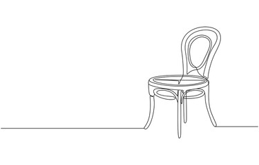 Wall Mural - Continuous One linedrawing of chair. Interior element of furniture. Armchair Single line drawing for Living room with modern furniture, continuous line drawing of simple modern cafe chair