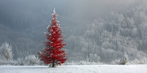 Canvas Print - sapin tout rouge sans neige dessus 