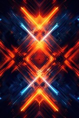 Poster - Neon lights create a geometric pattern with a central square