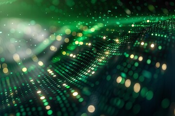 Green dark binary code data streaming background created with Generative AI