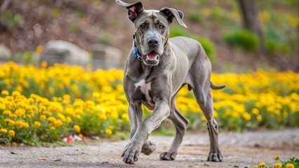 jeune dogue allemand (deutsche dogge) en liberté