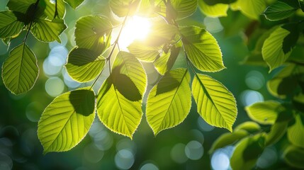 Poster - Sunlight filtering through leaves in spring