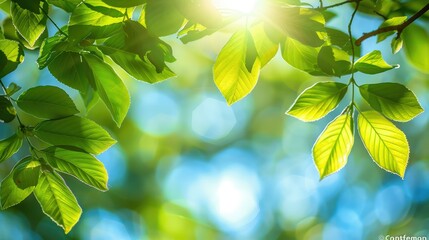 Poster - Sunlight filtering through leaves in spring