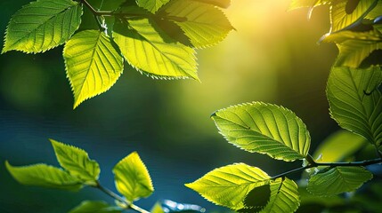 Poster - Sunlight filtering through leaves in spring