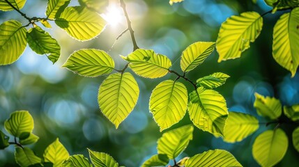 Poster - Sunlight filtering through leaves in spring