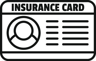Poster - insurance card icon in outline style showing personal information for health or property insurance