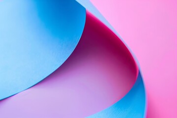 Poster - Abstract background wallpaper, colorful paper, the edges of which curve gently to form an abstract shape, set against a vibrant pink and blue gradient