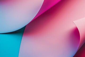 Poster - Abstract background wallpaper, colorful paper, the edges of which curve gently to form an abstract shape, set against a vibrant pink and blue gradient
