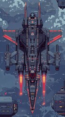 Wall Mural - A pixel art rendition of a MALE drone, emphasizing its retro-technological aesthetic