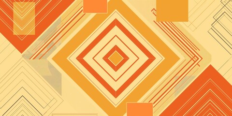 Aufkleber - a dynamic abstract background featuring overlapping geometric shapes in warm orange and yellow hues,