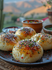 baked steamed buns 