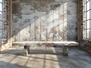 Poster - Minimalist Concrete Table in an Urban Loft for Modern Art Showcase