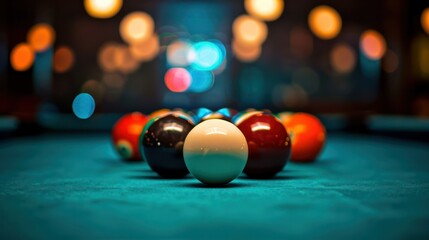 13 ball gets hit by white ball in a game of pool. billiards.