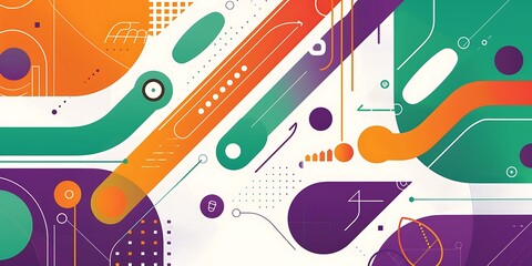 Poster - A flat vector background with gradient, featuring rounded and curved shapes,geometric patterns,This graphic is designed as part of digital marketing materials