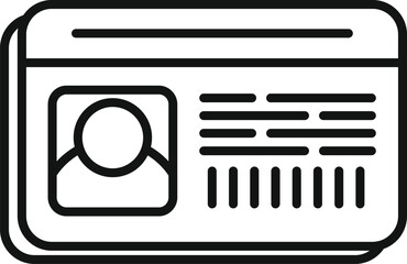 Wall Mural - Line art icon of an id card, representing personal identification, security, and access control