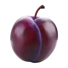 A plum clipart, fruit element, surreal style, purple, isolated on white background