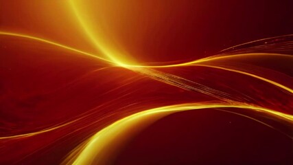 Wall Mural - Smooth, flowing golden lines mimicking waves, subtly moving over a dark red gradient background, evoking a sense of luxury and calm, 4K wallpaper animation video