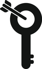 Poster - Black silhouette icon of an arrow hitting the center of a target shaped as a keyhole