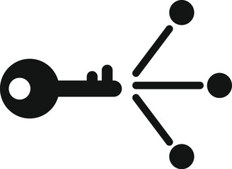 Poster - Black and white icon of a key unlocking or connecting to three dots