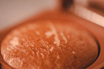 Bronzer make up powder closeup. Beauty product.