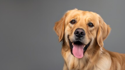 Wall Mural - Semi close-up of a dog feeling content, relaxed posture, soft smile, warm lighting, taken with Nikon lens taken with Nikon lens more clarity with clear light and sharp focus , high detailed