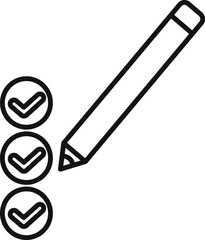 Poster - simple line art icon of a pencil checking items on a checklist, representing the completion of tasks