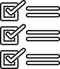 Poster - linear icon set of check marks in boxes indicating completing tasks