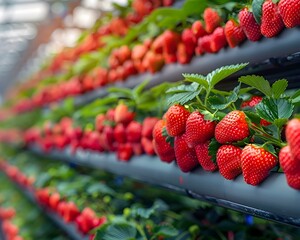 Poster - Futuristic Hydroponic Strawberry Farm with Advanced Technology Solutions