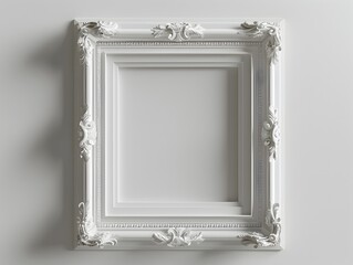 Wall Mural - Elegant Classic Beaded Line Frame on White Background for Formal Art or Document Display