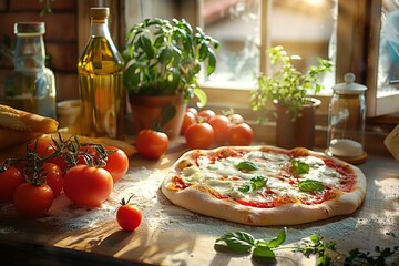 Sticker - Fresh Homemade Pizza with Garden Vegetables