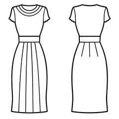 Wall Mural - Column Dress for girl front and back view